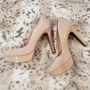 Nude Patent Platform Heels